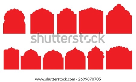 Traditional architectural gate shapes set inspired by Indian temple and cultural heritage