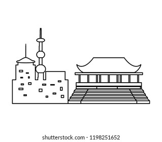 traditional architecture of china isolated icon