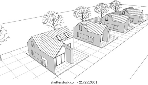 
traditional architecture cottage city 3d rendering