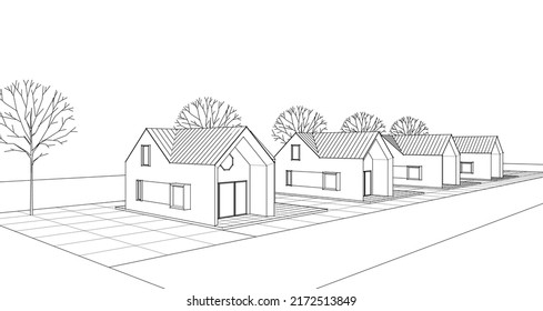 
traditional architecture cottage city 3d rendering