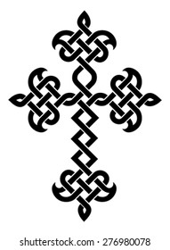 Traditional Armenian Apostolic Church plaited cross. Blossomed flowering cross. Vector illustration