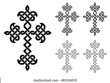 Traditional Armenian Apostolic Church plaited crosses set. Vector illustration