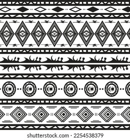 traditional art custom made, ethnic jungle tribal hunter pattern black white background suitable for print cloth and packaging