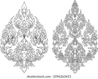 Traditional art decorative and element free hand vector