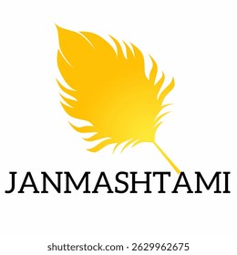 Traditional art of Krishna Janmashtami with peacock feathers. Janmashtami language