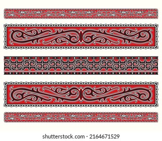 Traditionelle Kunst oder Muster des Batak-Stammes mit Rot, Schwarz und Weiß, Gorga genannt