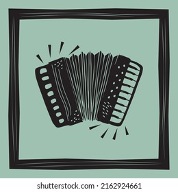 Traditional art template of Brazilian culture with a accordion.
