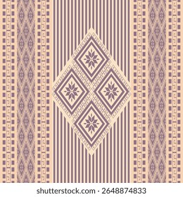 traditional Asia seamless pattern , ethnic Aztec geometric , fabric earth tone design vector for textile printing