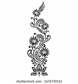 Traditional Asian black and white floral motif design on white background