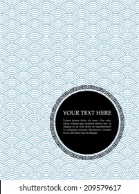 Traditional Asian blue waves design book cover or flyer with space for text