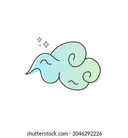 Traditional asian cloud illustration in modern cartoon style. Vector art.