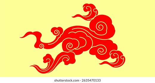 Traditional Asian cloud vector with swirling pattern. Ideal for Chinese, Japanese, or Korean themed design, culture, festival, art, tattoo, or decoration projects.