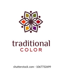 Traditional Asian Colorful Floral Pattern Logo design inspiration