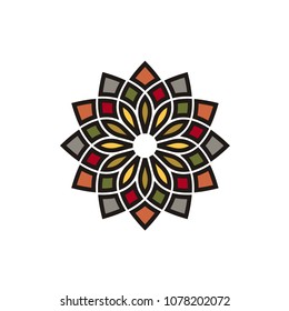 Traditional Asian Colorful Floral Pattern Logo design inspiration