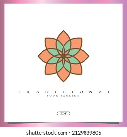 Traditional asian colorful floral pattern logo premium elegant template vector eps 10