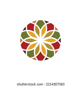 Traditional Asian Colorful Floral Pattern Stained Glass Mosaic Tiles Logo design inspiration