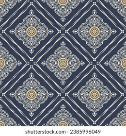 Traditional Asian damask wallpaper pattern 