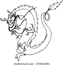 Traditional Asian Dragon. Cartoon vector illustration