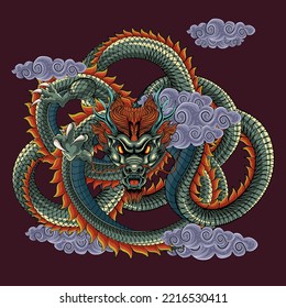 Traditional asian dragon isolated on vector illustration, this is an ideal vector illustration for mascots and tattoos or T-shirt graphics