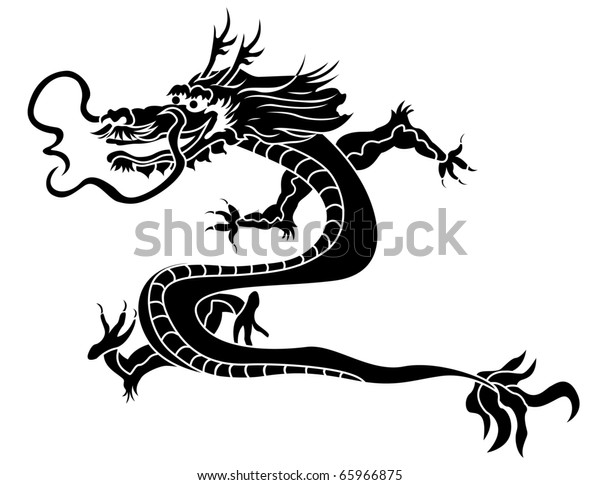 Traditional Asian Dragon Stencil Stock Vector (Royalty Free) 65966875