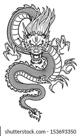 Traditional Asian Dragon. This is vector illustration ideal for a mascot and tattoo or T-shirt graphic.