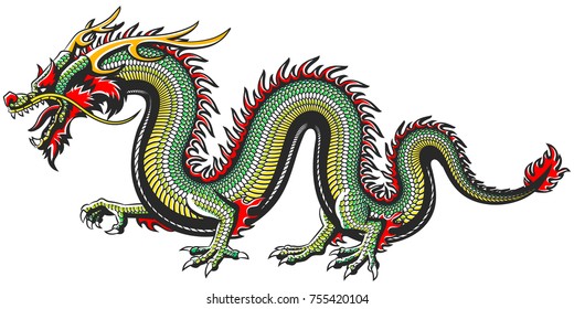 Traditional Asian Dragon. This is vector illustration ideal for a mascot and tattoo or T-shirt graphic.