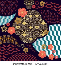 Traditional Asian element in Japanese style. Geometric background in traditional element for card, poster, template.