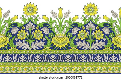 Traditional Asian Floral Border Design