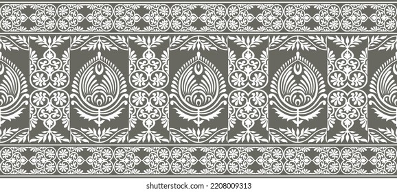 Traditional Asian floral border design