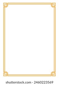 Traditional Asian geometric rectangular frame line art illustration. Dragon Boat Festival, Mid Autumn Festival, Lunar New Year decorative clip art, card, banner, poster element. Isolated vector design