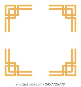 Traditional Asian geometric square frame, corner elements line art illustration. Dragon Boat Festival, Mid Autumn Festival, Lunar New Year holiday clip art, banner element. Isolated vector design.