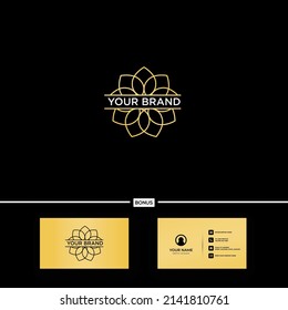 Traditional asian gold floral pattern logo design minimalist