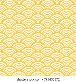 Traditional asian gold wave pattern. Seamless background Vector illustration