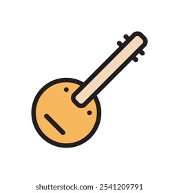 Traditional Asian guitar flat icon vector design illustration, old instruments icon, isolated on white background. 