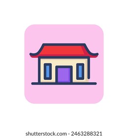 Traditional Asian home line icon. Family house, ethnic building outline sign. Architecture, real estate, culture concept. Vector illustration for web design and apps
