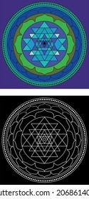 Traditional Asian, Indian Yantra motif design for textile printing, fabric printings
