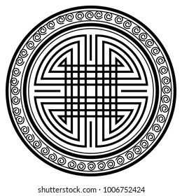 Traditional asian label with patterns, Vector illustration