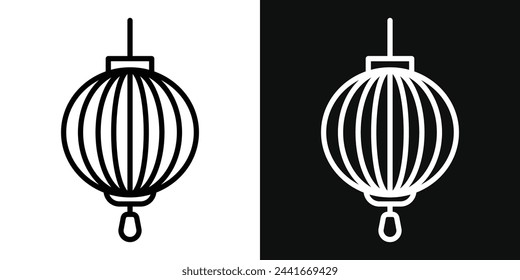 Traditional Asian Lantern Festival Icons. Chinese New Year and Decorative Light Symbols.