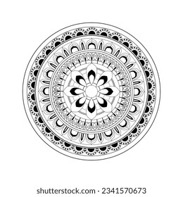 Traditional, Asian mandala art with oriental type of  symmetrical elements in black and white, vector design for invitations, book covers, presentations, posters, fabric, flyers, banners