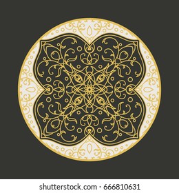 Traditional asian ornament. Vector circular arabic geometric symbol