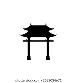 Traditional asian pagoda gate silhouette icon