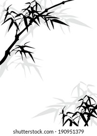 Traditional Asian painting style bamboo with space for text