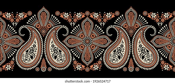 Design de borda paisley asiático tradicional