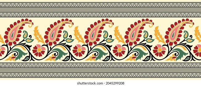 Traditional Asian paisley border design