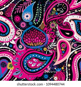 Traditional Asian Paisley pattern in modern design. Seamless pattern. Hand drawing - intentional slight negligence