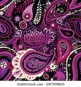 Traditional Asian Paisley pattern in modern design. Seamless pattern. Hand drawing - intentional slight negligence