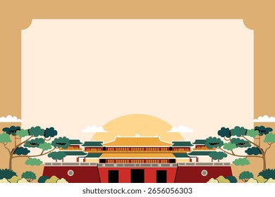 Fondo plano del palacio asiático tradicional