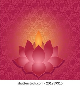 Traditional Asian pattern background with lotus shaped lamp