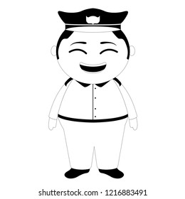 Traditional asian police cartoon character. Vector illustration design