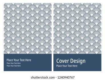 Traditional Asian Wave Pattern.book cover design vector template in A4 size